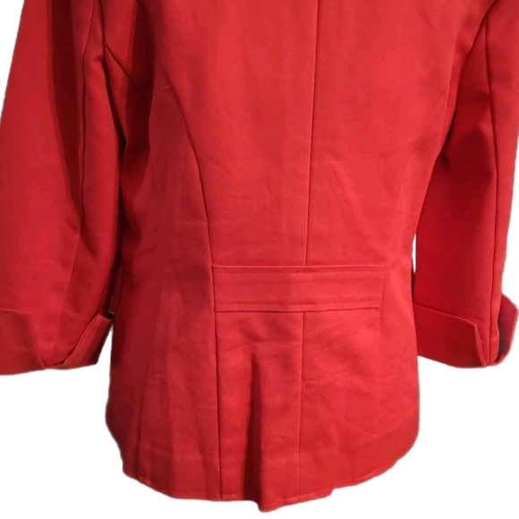 Gallia Moda Red Button Front Dress Blazer 3/4 Sleeve Darted Flattering Fit Sz 4 - Picture 7 of 9
